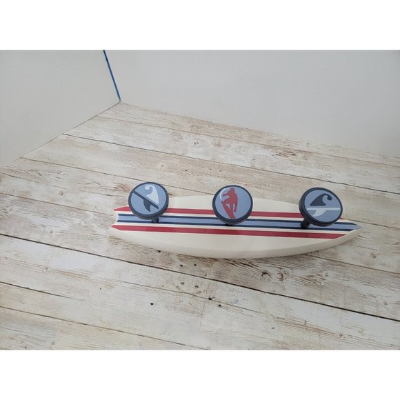 Surfboard Peg Wood‎ 3 Hooks Wall Art Surfing Beach Decor Hat Coat Rack Hanger - Picture 5 of 12